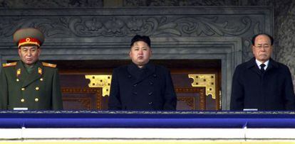 Kim Jong-un, en el centro, durante el funeral de su padre.