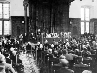 Sesión inaugural del Congreso de Europa, celebrado en La Haya el 8 de mayo de 1948.