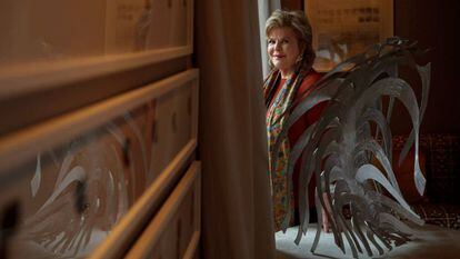 La coleccionista de arte Ella Fontanals-Cisneros, este jueves en su casa en Madrid.