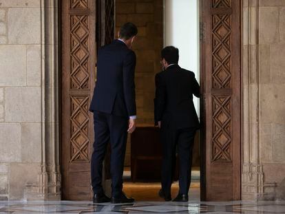 Pedro Sánchez y Pere Aragonès en el Palau de la Generalitat en septiembre de 2021.