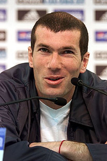 Zinedine Zidane, durante la rueda de prensa que dio ayer en Madrid.