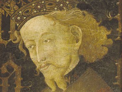 Retrato de Jaume I, del siglo XV, de Jaume Mateu, guardado en el Museu Nacional d'Art de Catalunya.